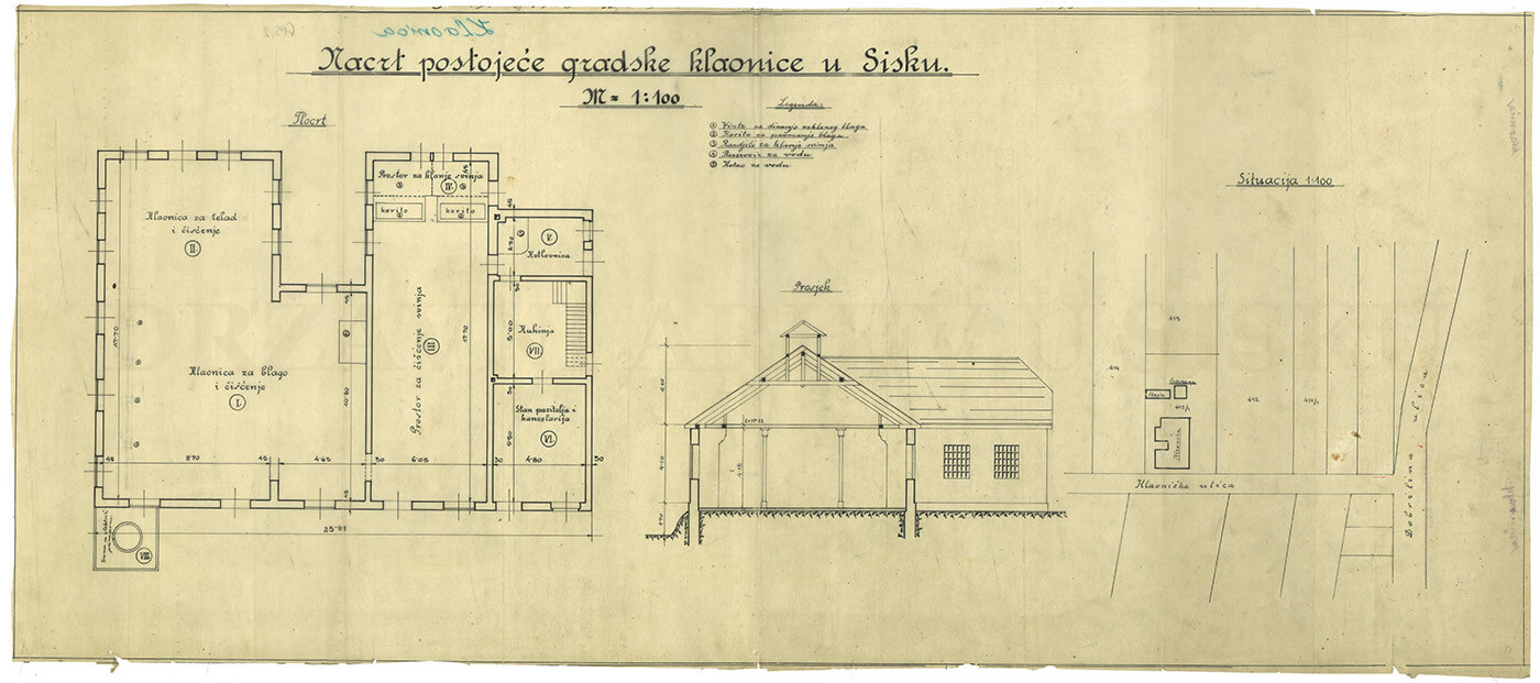 Nacrt Gradske klaonice u Sisku, 1920-ih