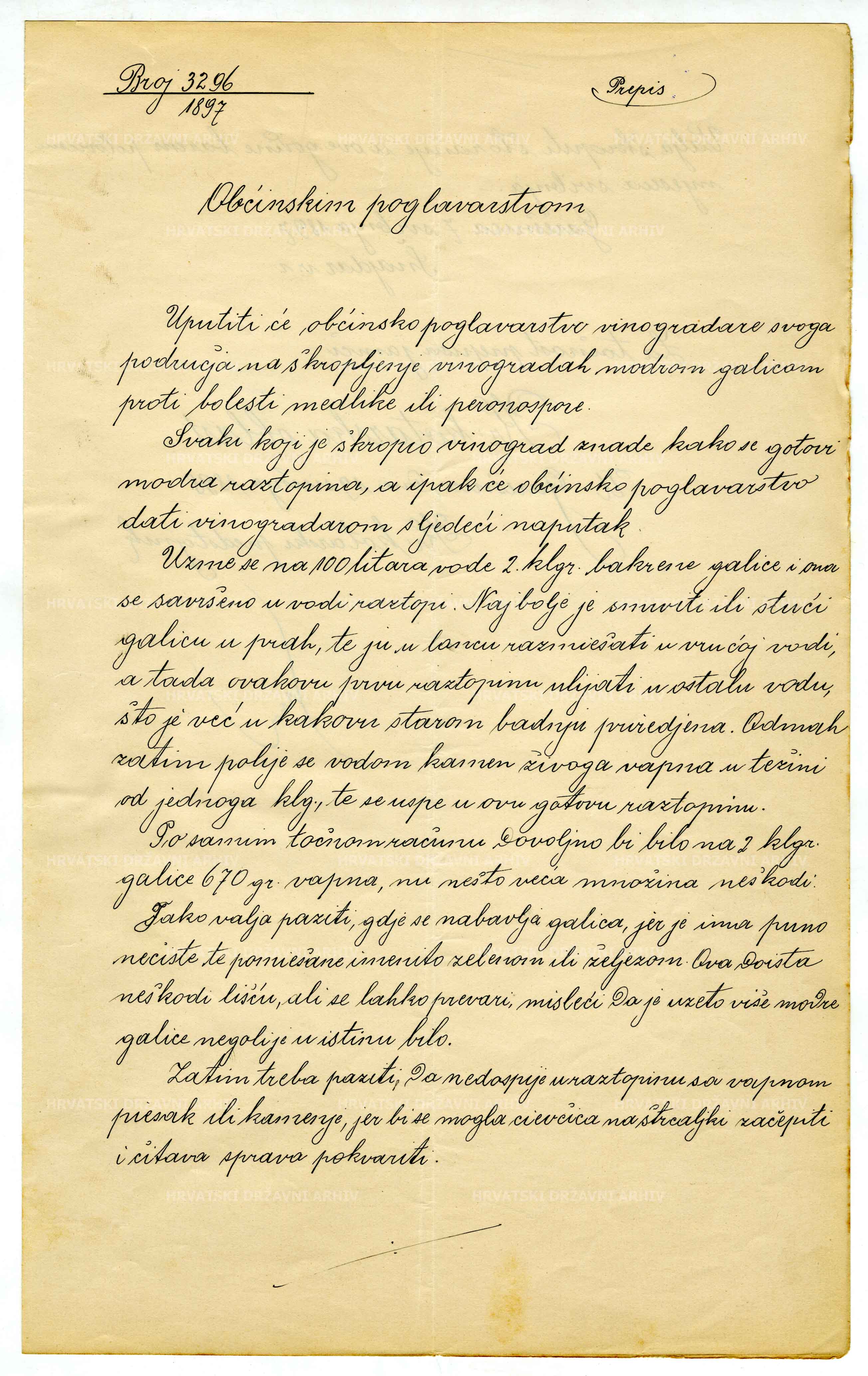 Županijska oblast u Bjelovaru – izvještaj o promicanju gospodarstva, 1898. - 8